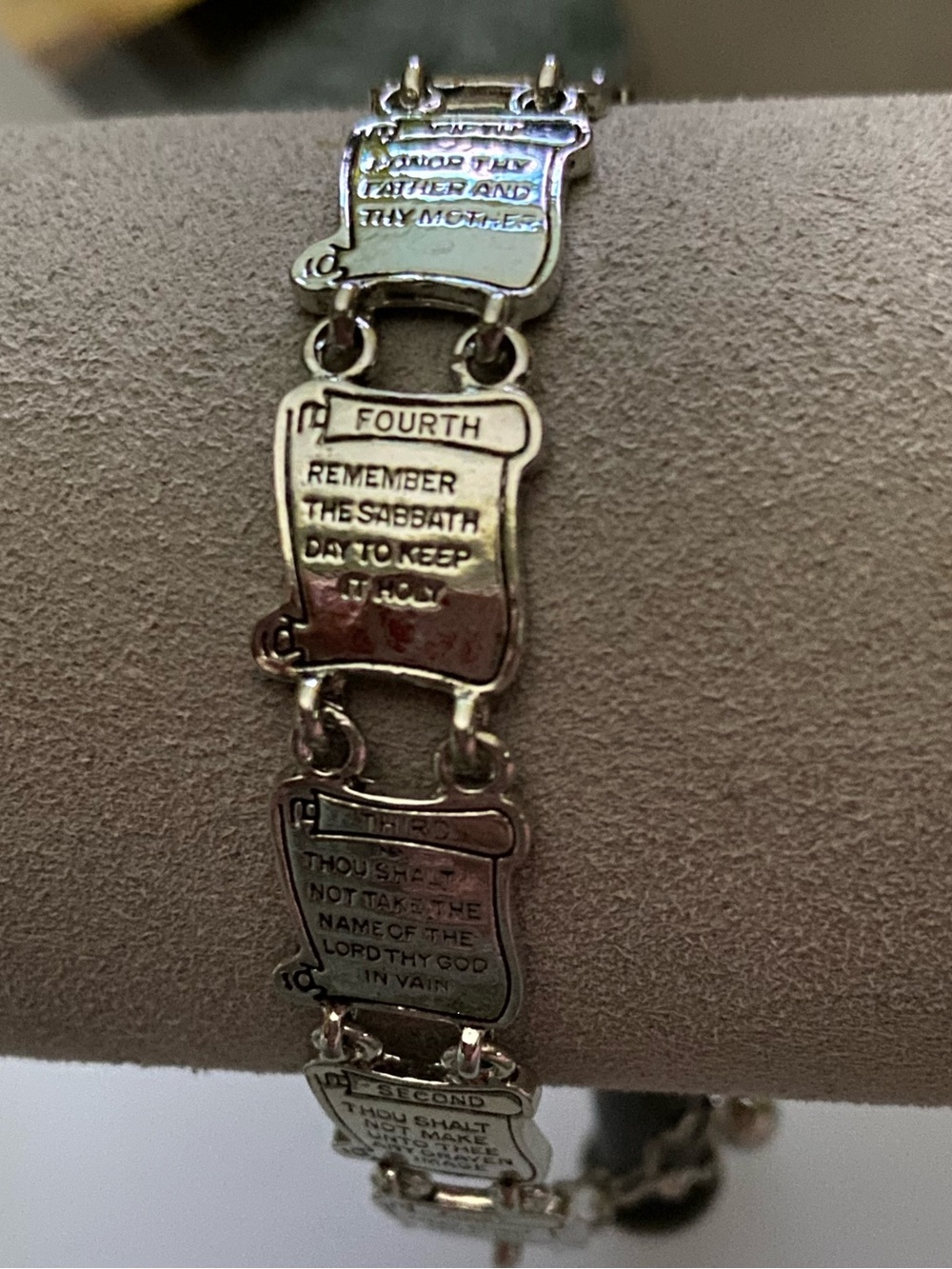 Silver Ten Commandments Link Bracelet